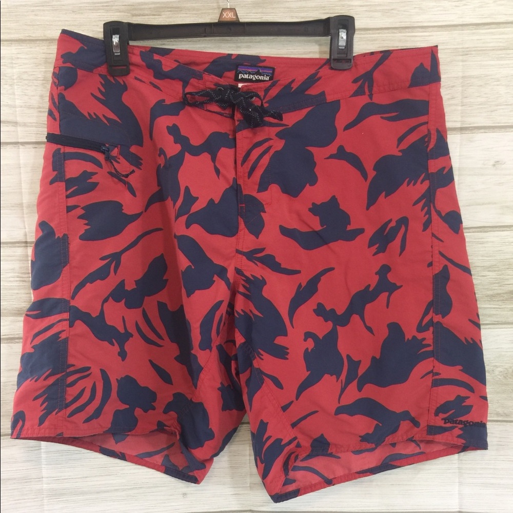 Patagonia Red Blue Swim Trunks 38